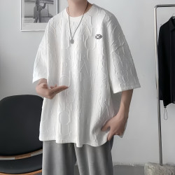 華夫格立體男士t恤港風設計感短袖男T恤潮牌夏季潮流小衆寬松