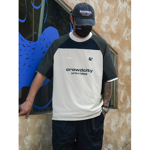 Propcell日系復古運動服網料運動風短袖夏季cityboy百搭休閒男t恤