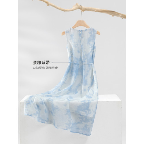 IHIMI海謐法式輕薄度假風暈染連衣裙女2025夏季高級感時尚裙子