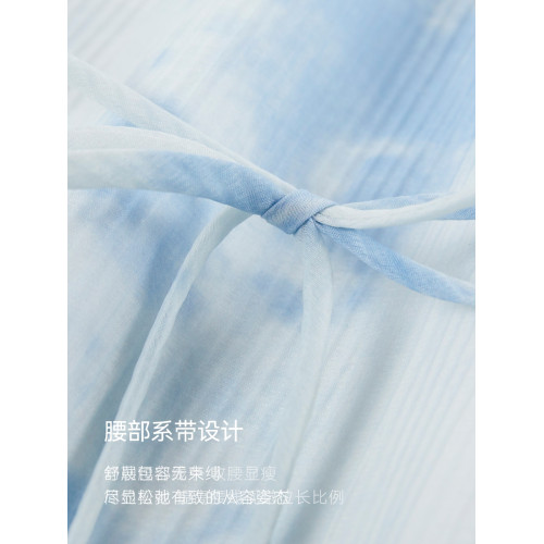 IHIMI海謐法式輕薄度假風暈染連衣裙女2025夏季高級感時尚裙子