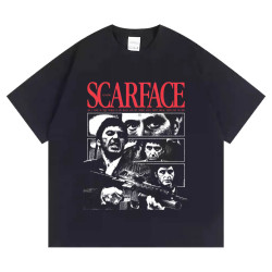 疤面煞星Scarface Al Pacino教父純棉水洗復古人物長袖短袖男T恤