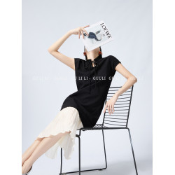 顧裡裡Guuli/新中式花朵系帶拼接連衣裙女夏季2025新款顯瘦裙子