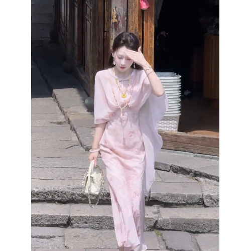 2025夏季法式獨特漂亮氣質女神範高級感小香風顯瘦粉色碎花連衣裙