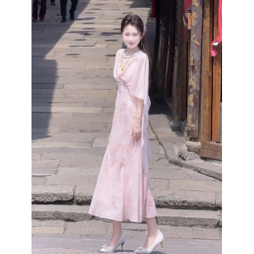 2025夏季法式獨特漂亮氣質女神範高級感小香風顯瘦粉色碎花連衣裙