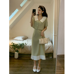 2025年新款法式連衣裙女夏季高級感小香風兩件套氣質赫本小黑裙子