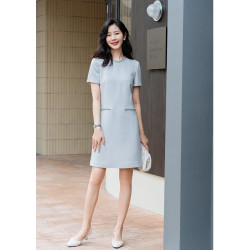 Diisshia2025夏季新款小香風醋酸高級感裙子女灰色端莊顯瘦連衣裙