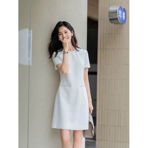 Diisshia2025夏季新款小香風醋酸高級感裙子女灰色端莊顯瘦連衣裙