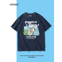 美式街頭小衆情侶衣服男款2025新款春季純棉寬松重磅短袖男t恤夏