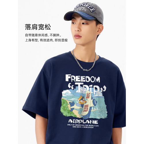 美式街頭小衆情侶衣服男款2025新款春季純棉寬松重磅短袖男t恤夏