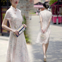 新中式國風改良旗袍女夏2025新款年輕款高級品牌小個媽媽連衣裙子