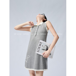 顧裡裡Guuli/灰色無袖背心裙女夏季新款氣質連衣裙顯瘦童趣減齡