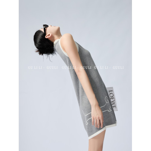 顧裡裡Guuli/灰色無袖背心裙女夏季新款氣質連衣裙顯瘦童趣減齡