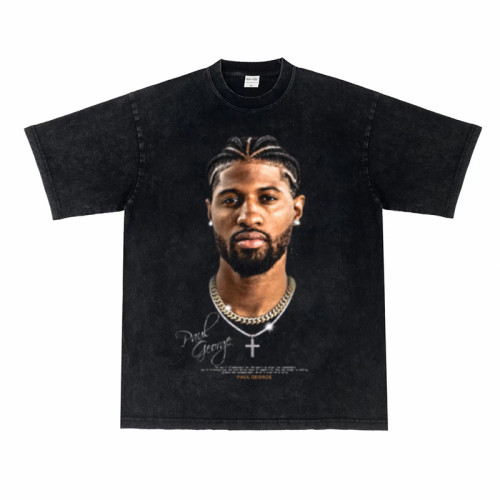 Paul George 喬治大頭版-美式籃球純棉夏季短袖上衣秋冬長袖男t恤