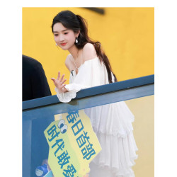 王玉雯同款荷葉邊長袖法式小衆裙子女2025夏季新款仙氣公主連衣裙
