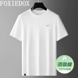 FOXIEDOX男裝夏季超新薄款純棉短袖t恤2025寬松中年爸爸圓領男T恤