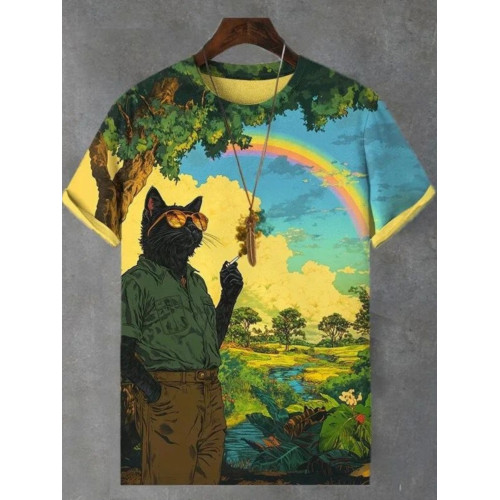 3D digital printed loose casual T-shirt 3D數碼印花寬松男T恤