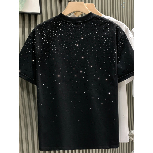 潮牌滿天星圓領短袖t恤男寬松夏季新款高街小衆百搭半袖休閒情侶