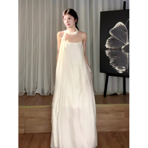2025新款【朝露浣紗】簡約吊帶裙仙女風白色仙感連衣裙氣質性感裙