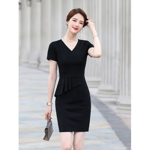 職業裝連衣裙女夏季售樓部珠寶店工裝裙子酒店服務員美容院工作服