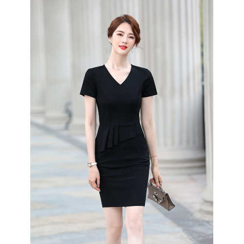 職業裝連衣裙女夏季售樓部珠寶店工裝裙子酒店服務員美容院工作服