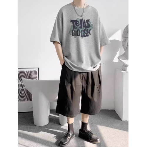 潮牌港風純棉男裝上衣2025新款爆款男款純棉短袖男t恤寬松體恤衫