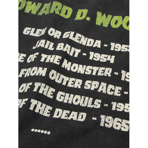 ED WOOD艾德伍德Cult電影導演短袖純棉水洗復古重磅圓領落肩男T恤