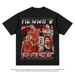 羅斯rose美式復古印花短袖籃球潮牌ins純棉情侶男T恤半袖oversize