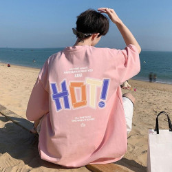 100%重磅純棉大尺碼情侶裝字母男T恤短袖夏季寬松美式港風潮牌新