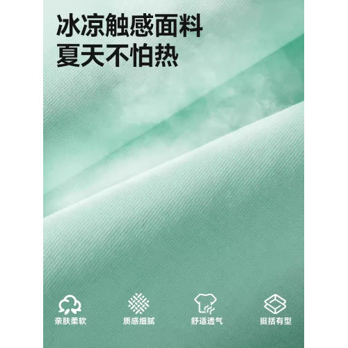 寶積 2025新款短袖男t恤簡約貓咪冰絲速乾五分袖寬松透氣體恤衫夏