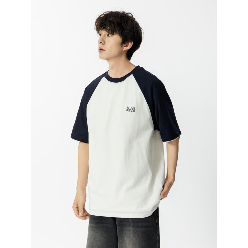YOKE STUDIO 230g日系撞色拼接短袖男T恤復古cityboy夏季寬松tee