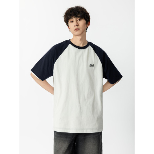 YOKE STUDIO 230g日系撞色拼接短袖男T恤復古cityboy夏季寬松tee
