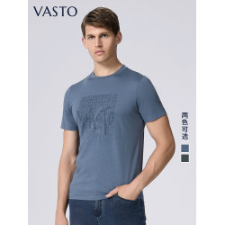 VASTO/華斯度夏季商場同款冰爽棉涼感圓領T恤衫時尚印花休閒男t恤