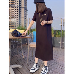 三宅褶皺純色連衣裙夏季時尚顯瘦高級感流蘇長裙彈力大碼女裝裙