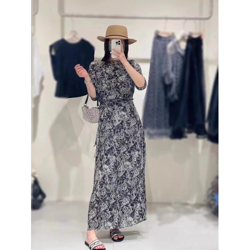 真絲連衣裙女2025春夏新款法式浪漫一片式圍裹裙桑蠶絲收腰長裙