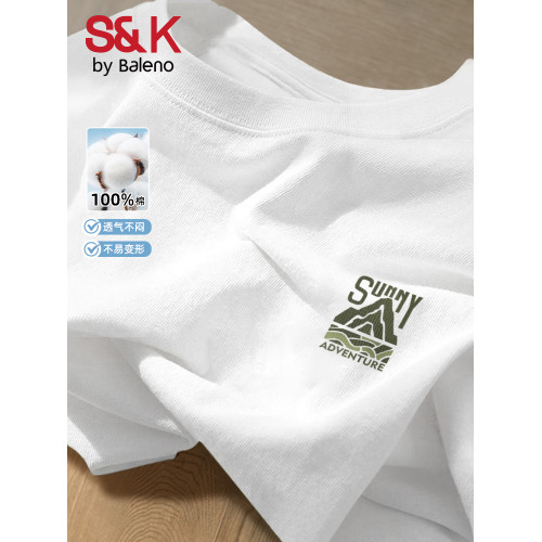 班尼路S&K系列短袖男t恤夏季新款220g純棉青少年男生半袖上衣服A