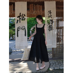 WANTING晚《莉莉絲》法式復古文藝顯瘦拼接假兩件赫本風連衣裙新