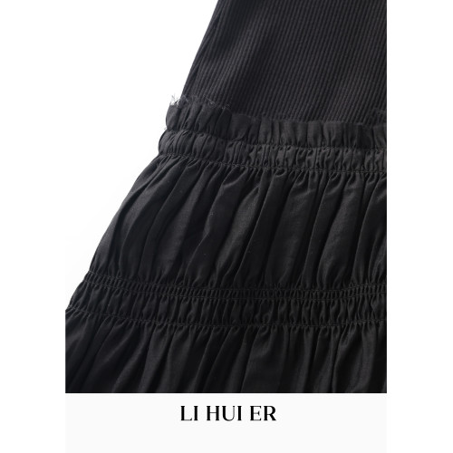 LiHuiEr李慧兒 黑予澁穀 黑色連衣裙女夏高級感顯瘦氣質背心裙子