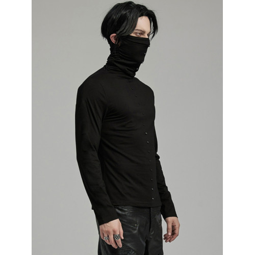 ╋魔歎╋PUNKRAVE蒸汽龐克哥特GOTHIC搖滾金屬高領掛耳男T恤WT910