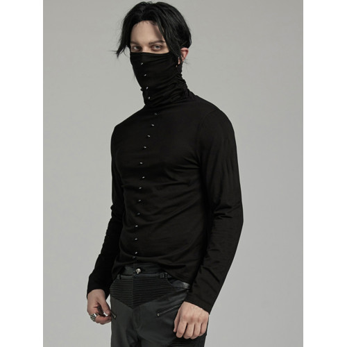 ╋魔歎╋PUNKRAVE蒸汽龐克哥特GOTHIC搖滾金屬高領掛耳男T恤WT910