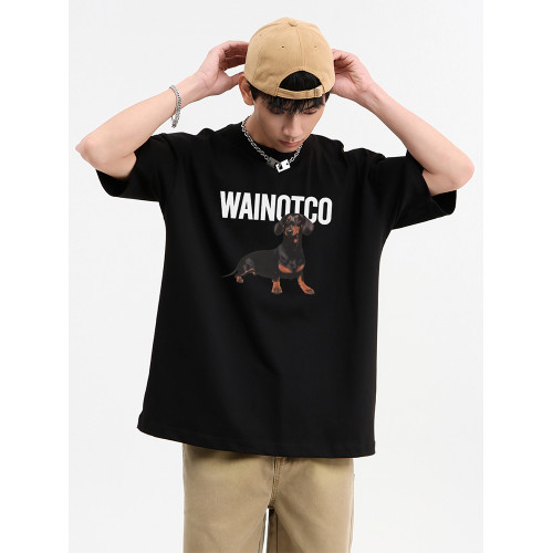 WAINOT280g重磅美式復古寬松圓領短袖2025新款男t恤夏季純棉上衣