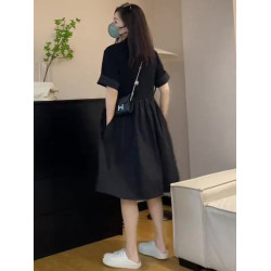 XZOXZO夏季新款茶歇寬松顯瘦小個子赫本風黑色連衣裙女小衆設計感