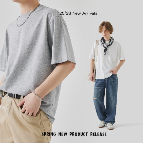 APO男裝 |純色短袖男T恤夏季新款寬松圓領百搭休閒打底衫內搭