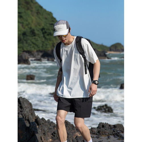 【涼感透氣 】夏季新款戶外運動速乾休閒短袖男T恤寬松圓領T恤男