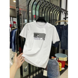 【豆家】餘單！貼布印花 精梳棉 專櫃撤櫃貨 夏季圓領短袖男t恤衫