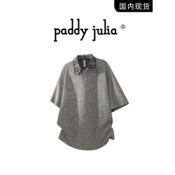 Paddy julia短袖男t恤夏季2025新款翻領格子POLO領休閒高級感上衣