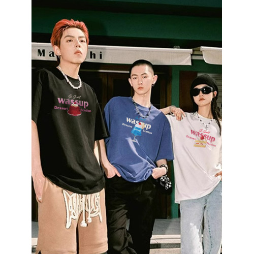 WASSUP HEODS 國潮牌夏季點心甜點短袖男t恤情侶純棉美式百搭