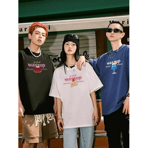 WASSUP HEODS 國潮牌夏季點心甜點短袖男t恤情侶純棉美式百搭