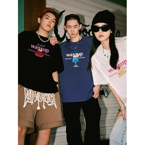 WASSUP HEODS 國潮牌夏季點心甜點短袖男t恤情侶純棉美式百搭