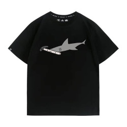 鎚頭鯊鯊魚卡通情侶裝短袖上衣服鎚子魚夏季純棉半袖搞笑男T恤衫