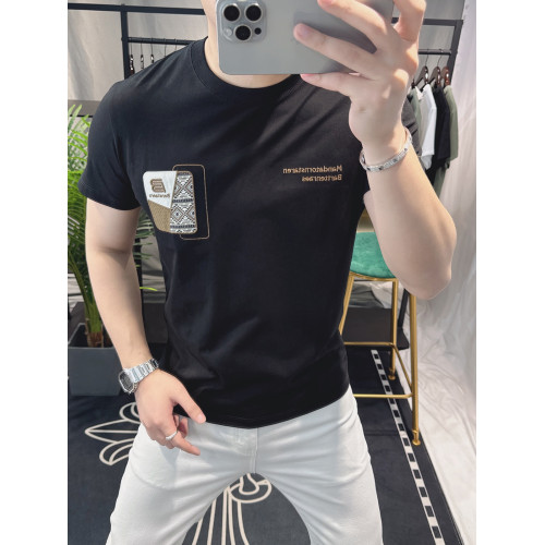高級感短袖男T恤2025歐洲站夏季重工刺綉半袖美式高級歐貨上衣服